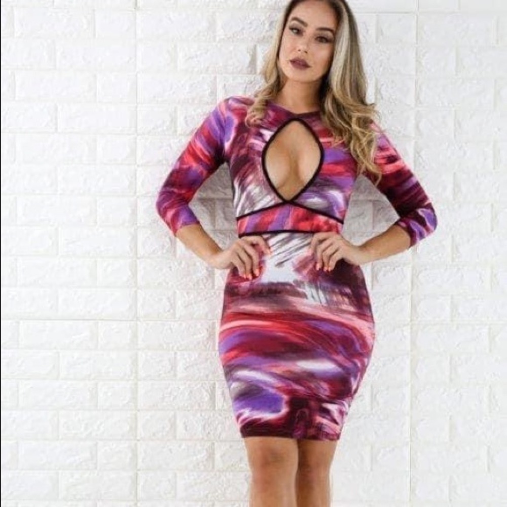 Multicolor open front dress